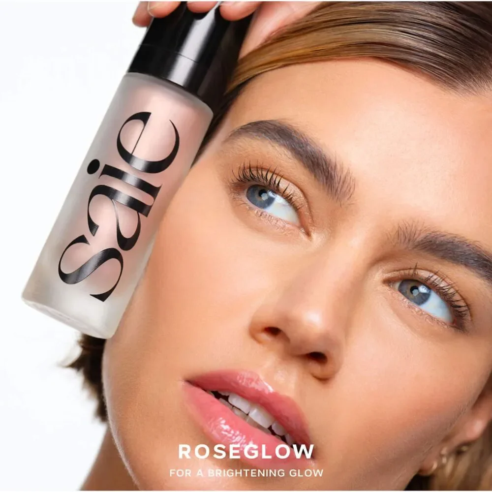 NIB Saie Glowy Super Gel Lightweight Dewy Multipurpose Illuminator in Roseglow